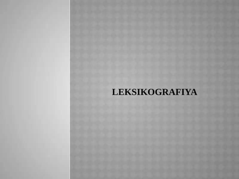 Leksikografiya
