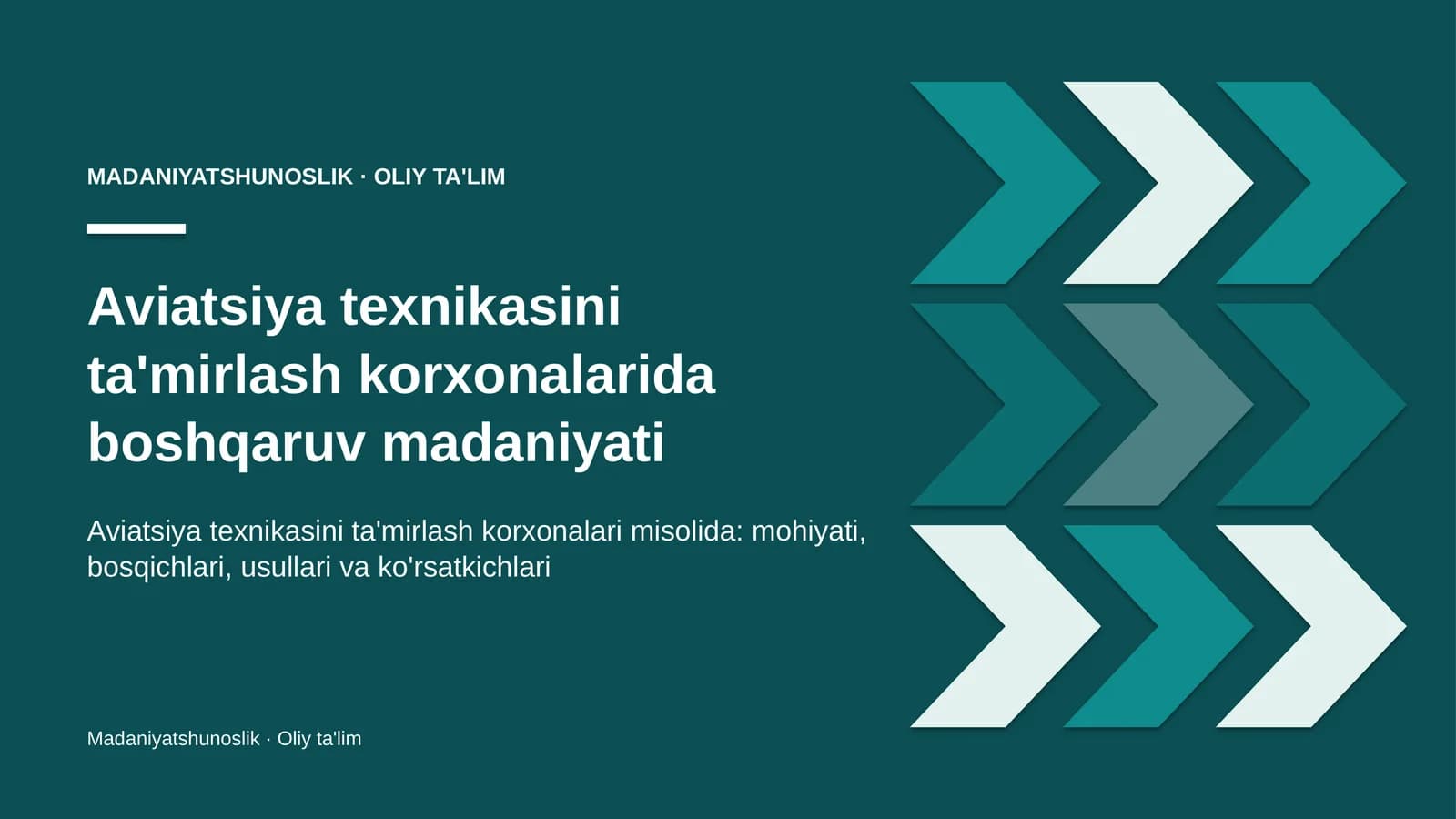 aviatsiya texnikasini ta'mirlash korxonalarida boshqaruv madaniyati 3628