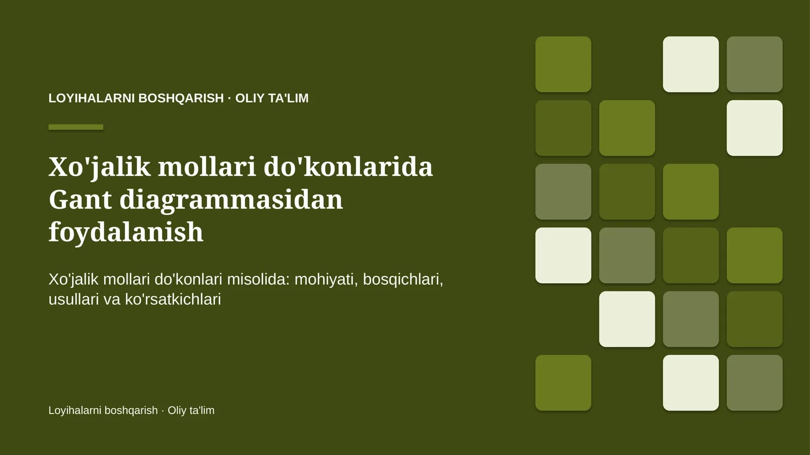 xo'jalik mollari do'konlarida gant diagrammasidan foydalanish 4891