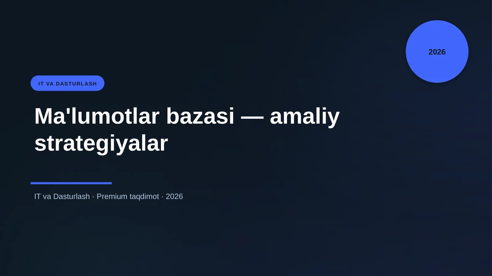 Ma'lumotlar bazasi — amaliy strategiyalar