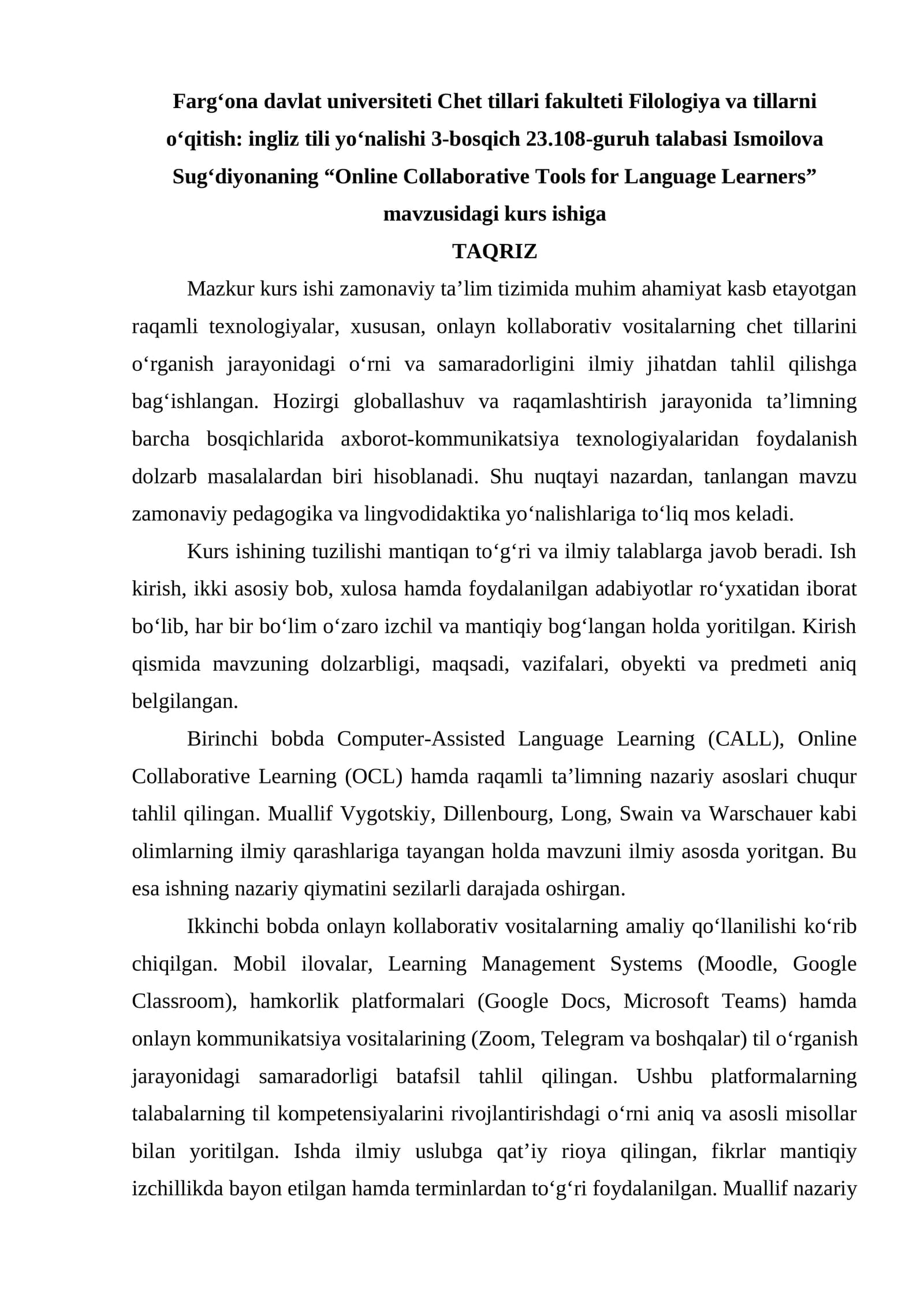 Online Collaborative Tools for Language Learners