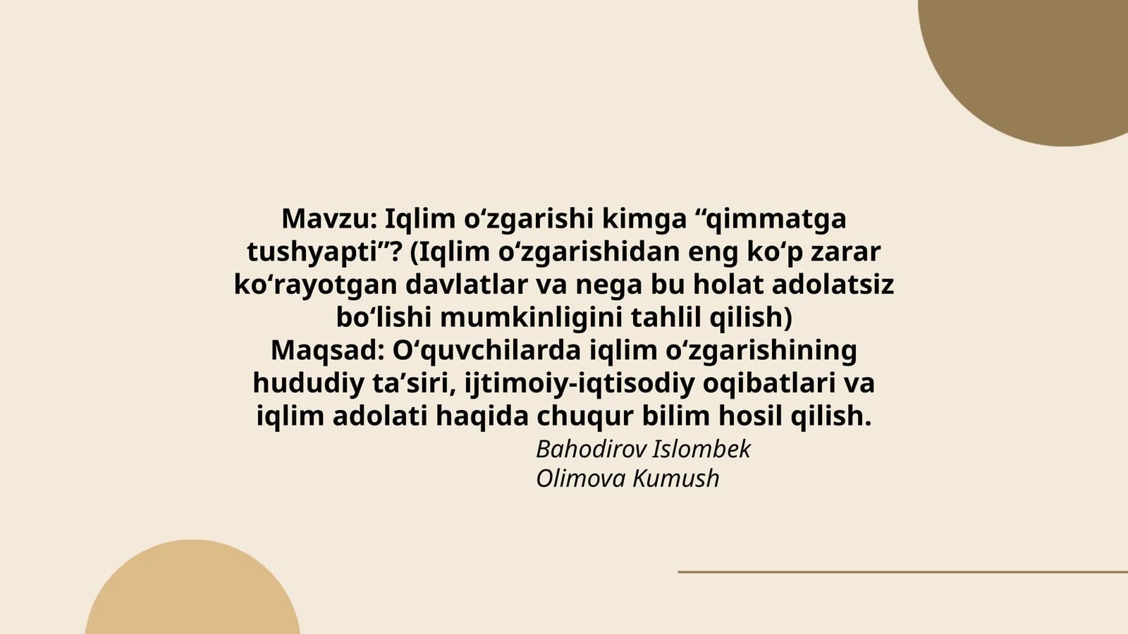 Iqlim oʻzgarishi kimga “qimmatga tushyapti”?