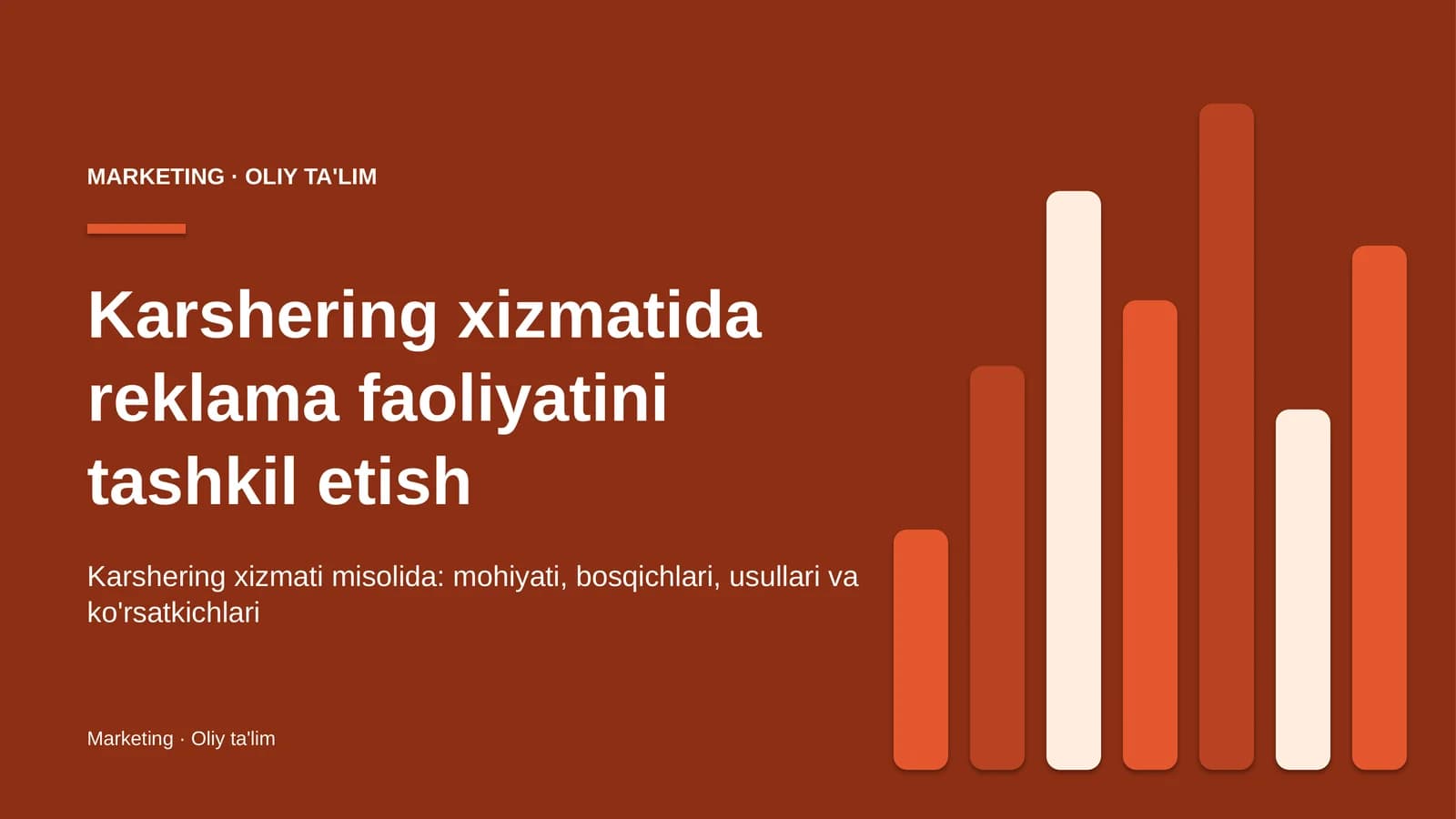 Karshering xizmatida reklama faoliyatini tashkil etish