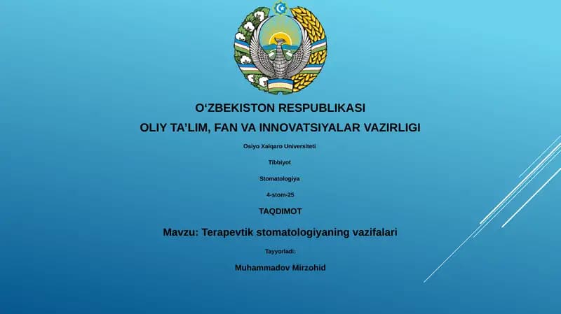 Terapevtik stomatologiyaning vazifalari