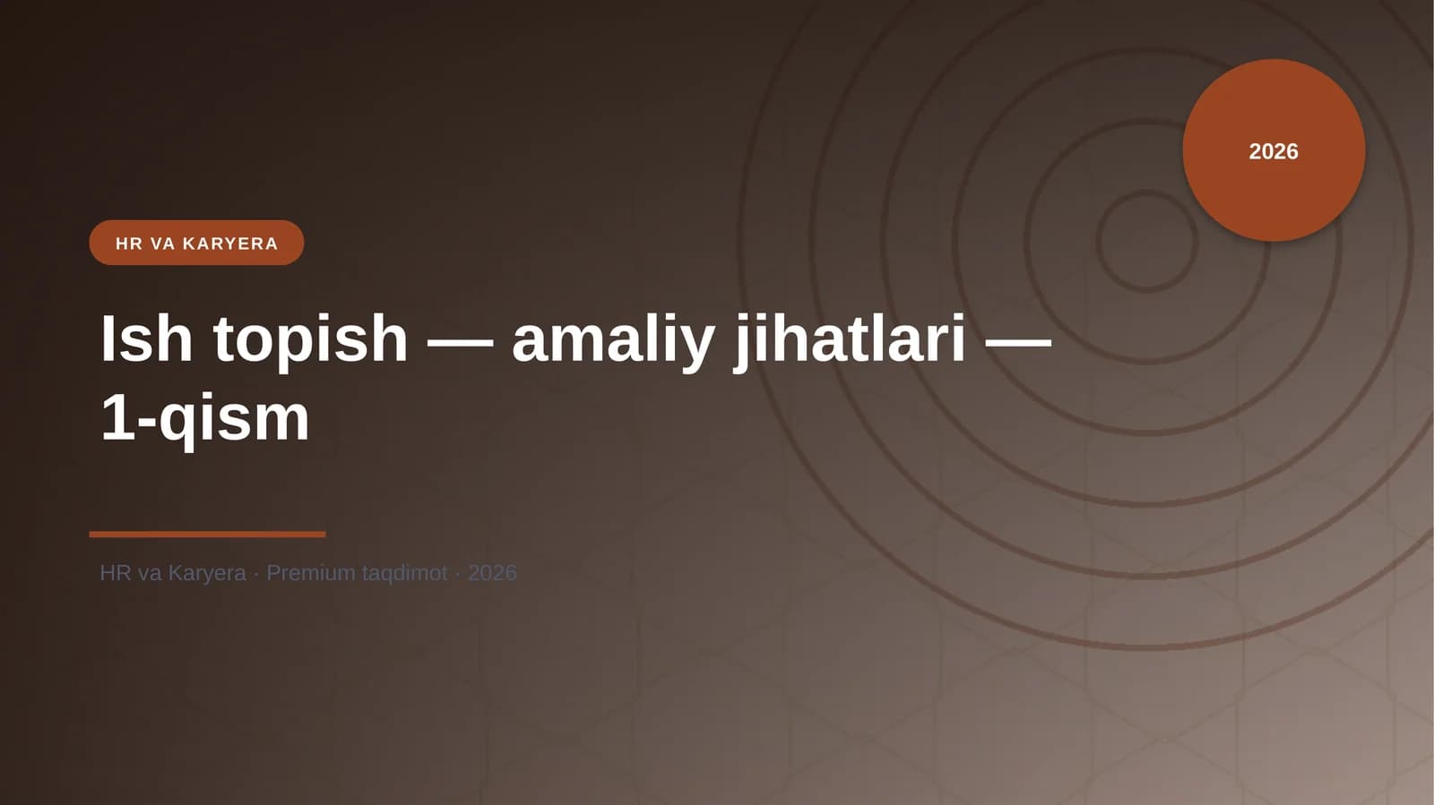Ish topish — amaliy jihatlari — 1-qism