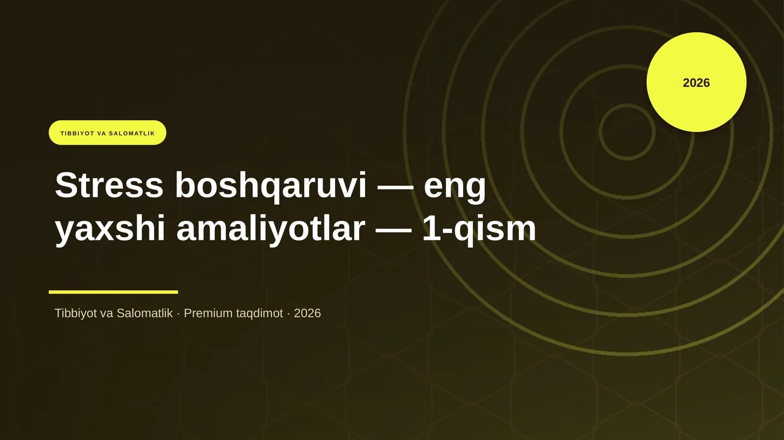 Stress boshqaruvi — eng yaxshi amaliyotlar — 1-qism