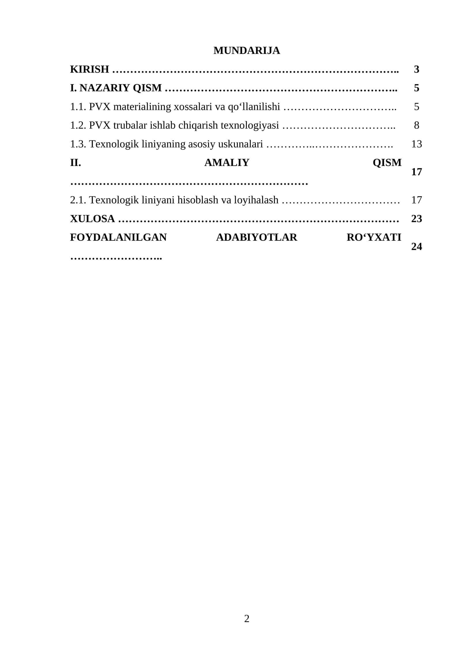 PVX asosida diametri 100 mm bo’lgan truba chiqarish texnologik liniyasini loyihalash. Q=380 kg/soat