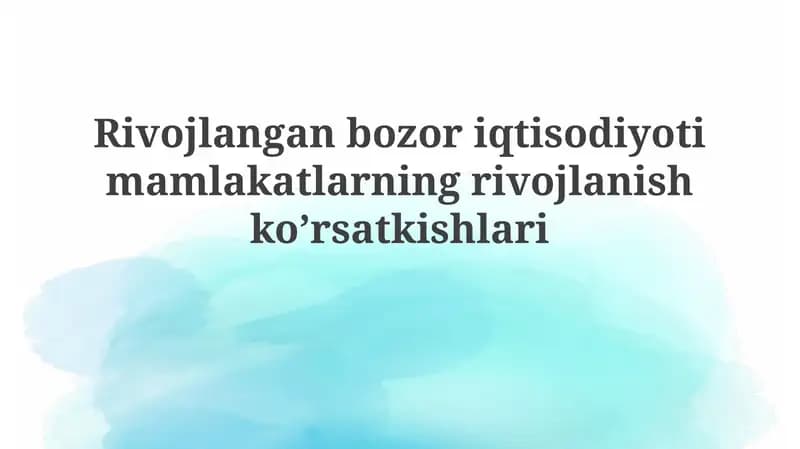 Rivojlangan bozor iqtisodiyoti