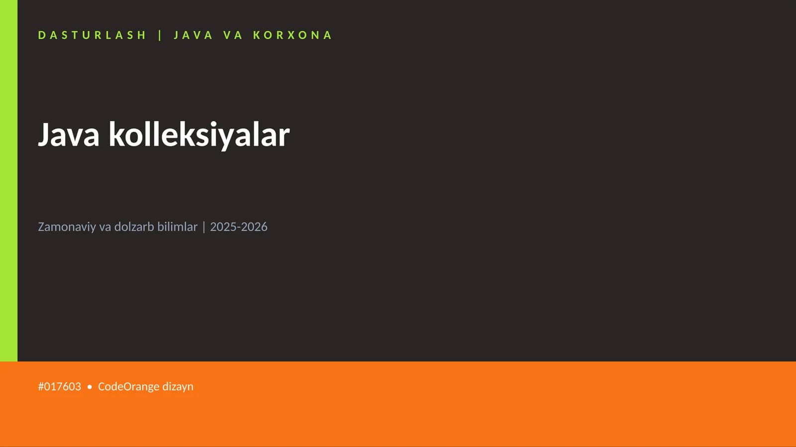 DASTURLASH | JAVA VA KORXONA