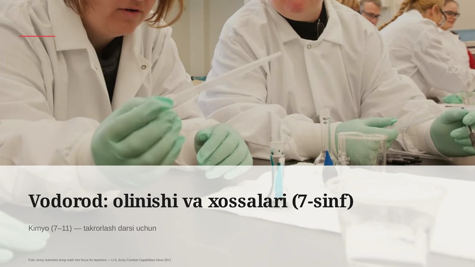 Vodorod: olinishi va xossalari (7-sinf)