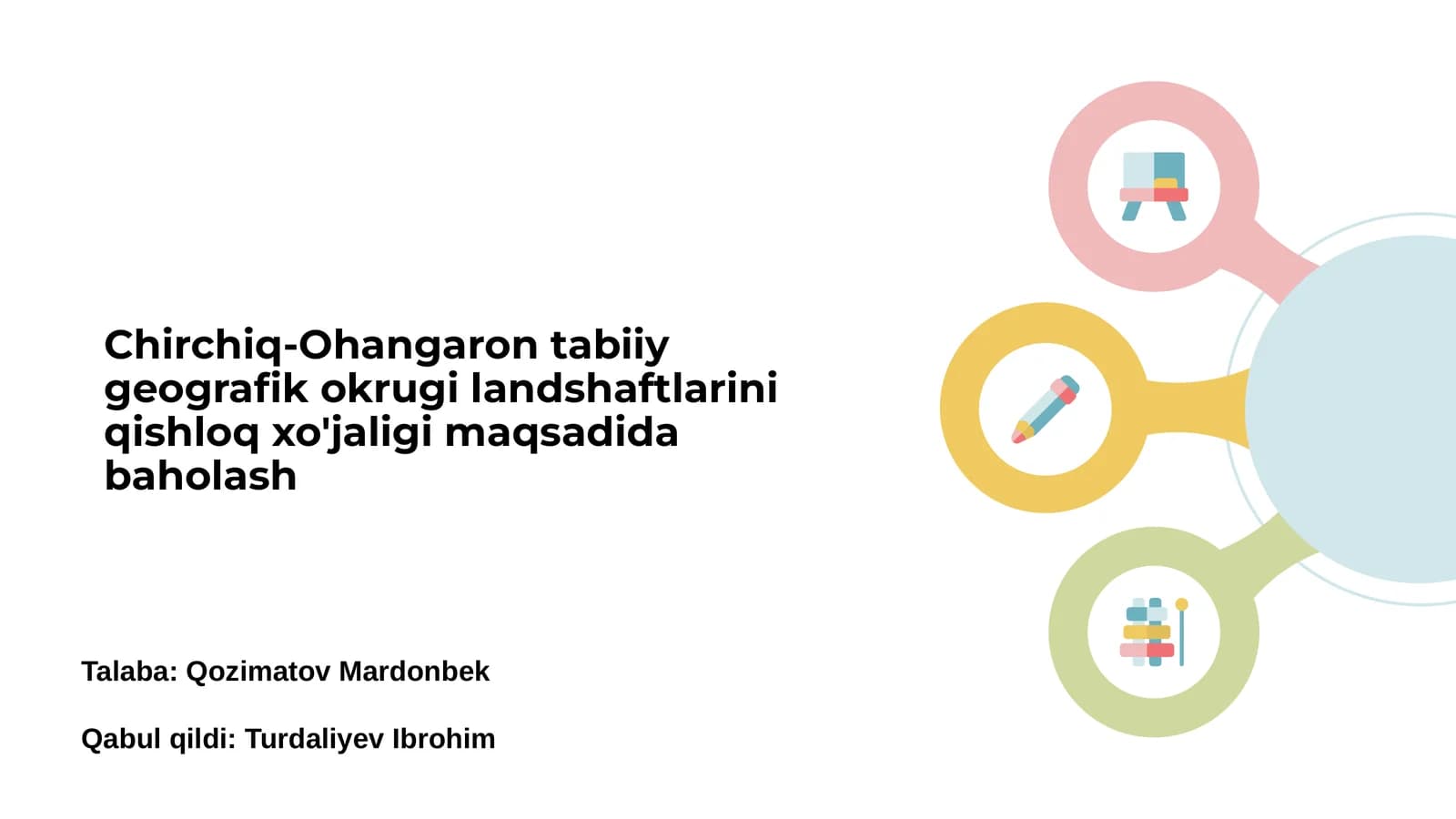 Chirchiq-Ohangaron tabiiy geografik okrugi landshaftlarini qishloq xo'jaligi maqsadida baholash