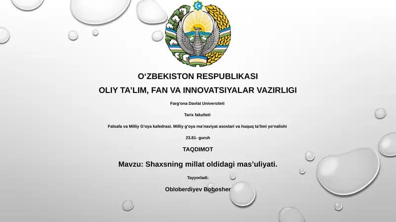 Shaxsning millat oldidagi mas’uliyati