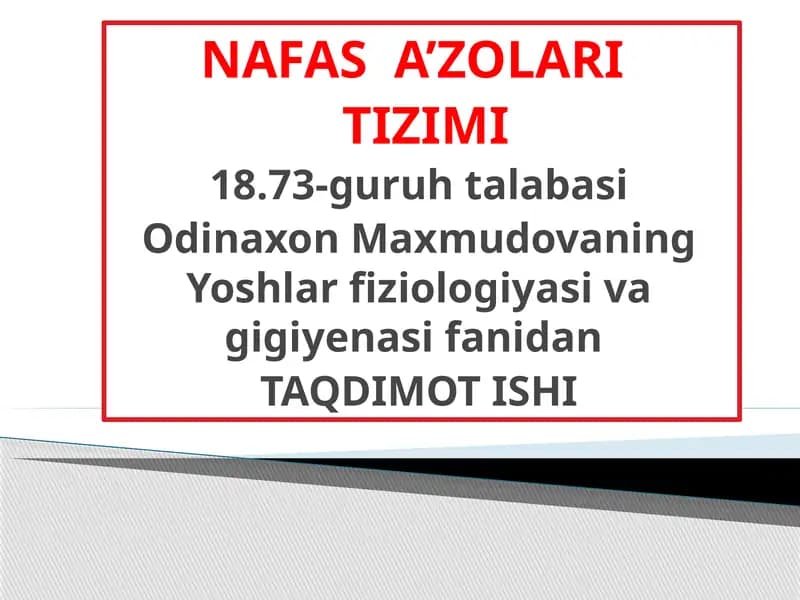 NAFASA’ZOLARI TIZIMI