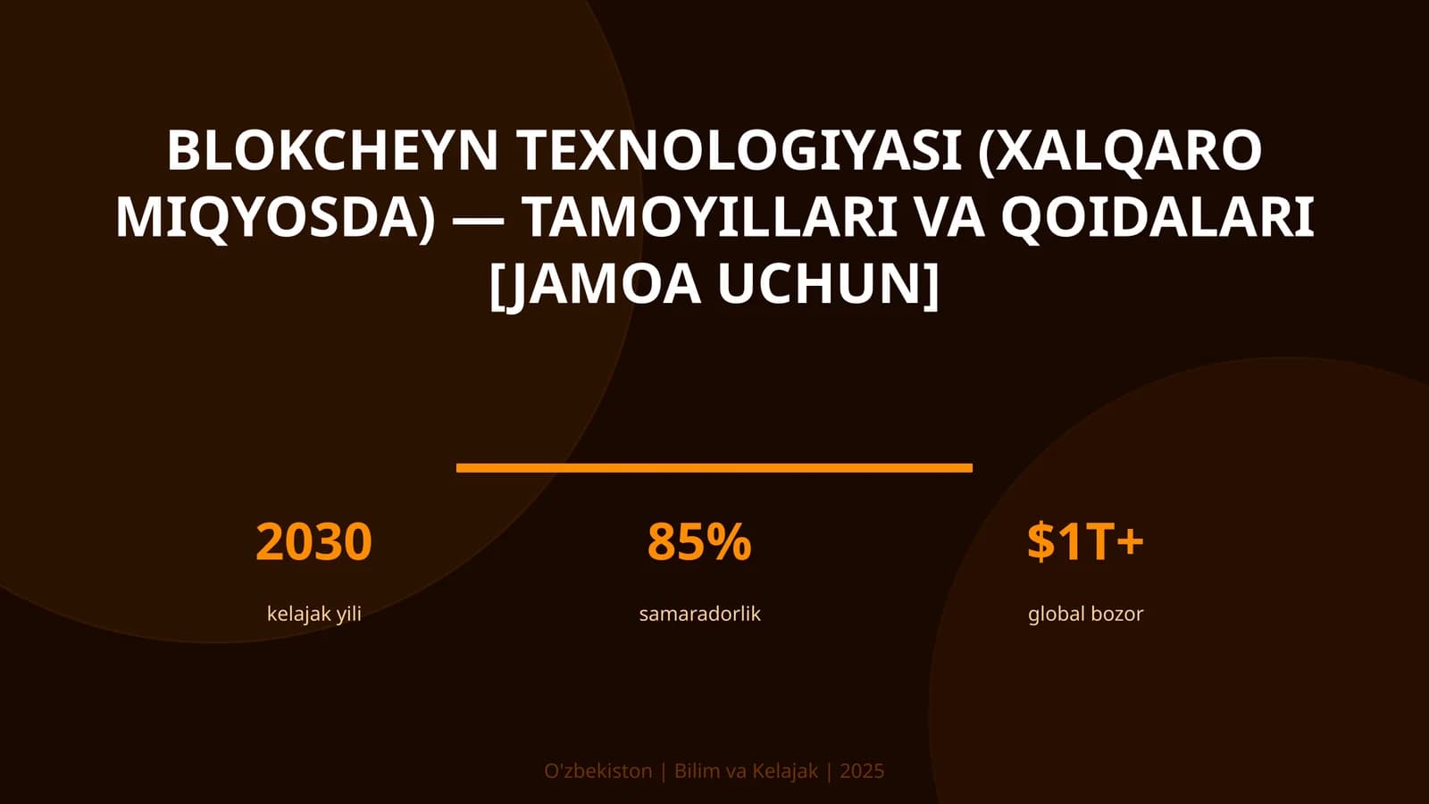 Blokcheyn texnologiyasi (xalqaro miqyosda) — tamoyillari va qoidalari [jamoa uchun]