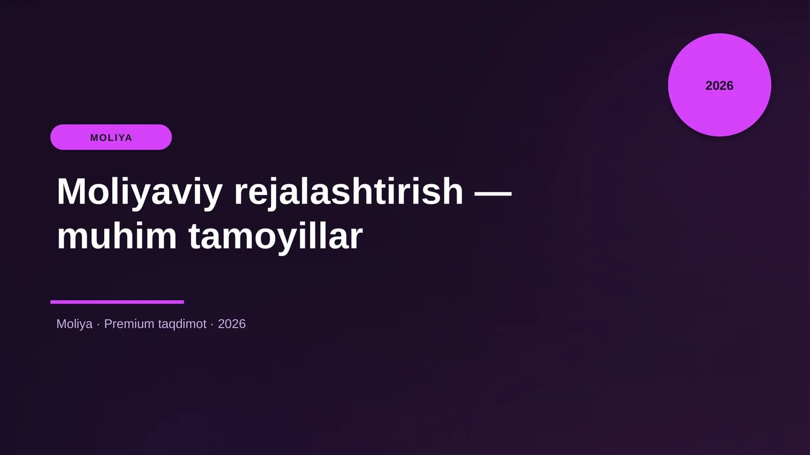 Moliyaviy rejalashtirish — muhim tamoyillar