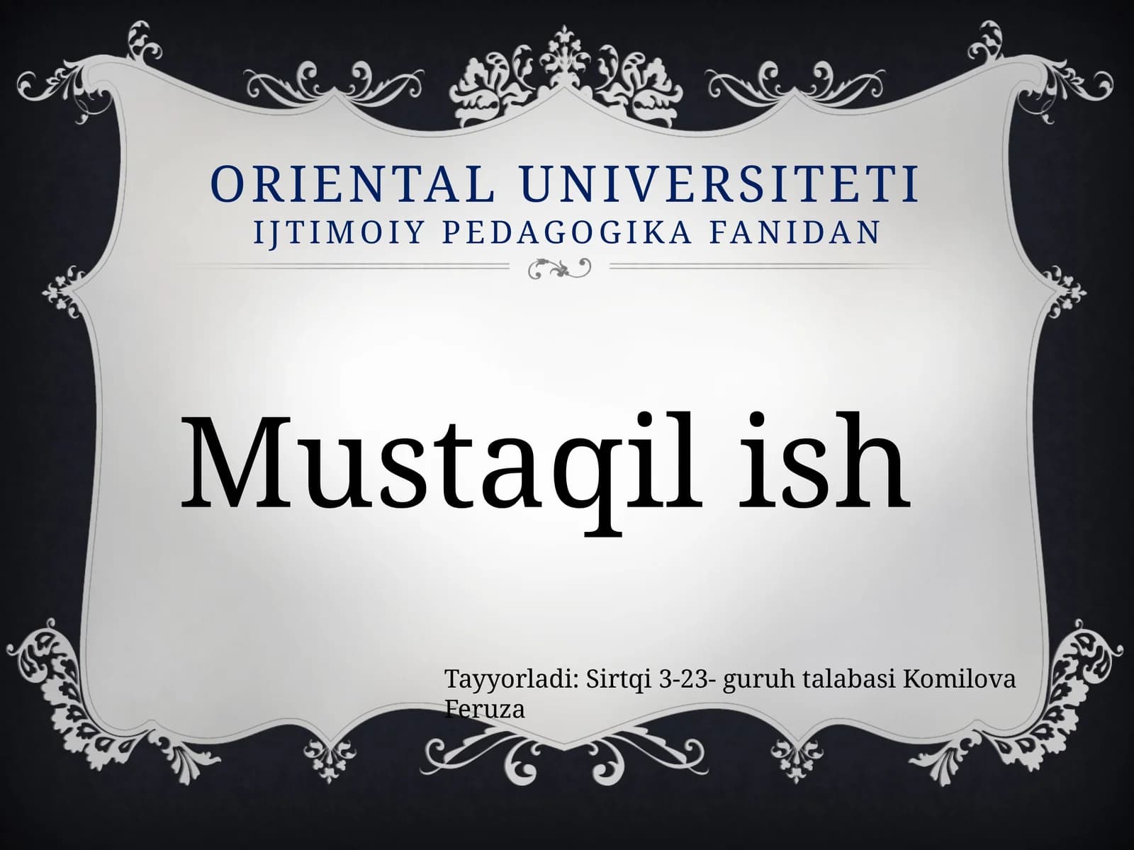 Oriental Universiteti Ijtimoiy pedagogika fanidan