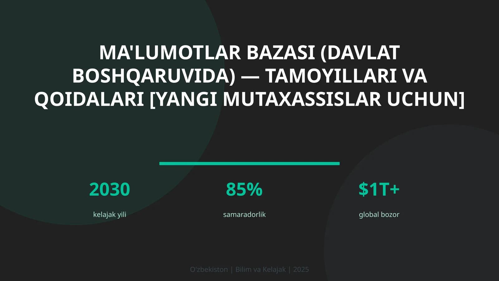 Ma'lumotlar bazasi (davlat boshqaruvida) — tamoyillari va qoidalari [yangi mutaxassislar uchun]