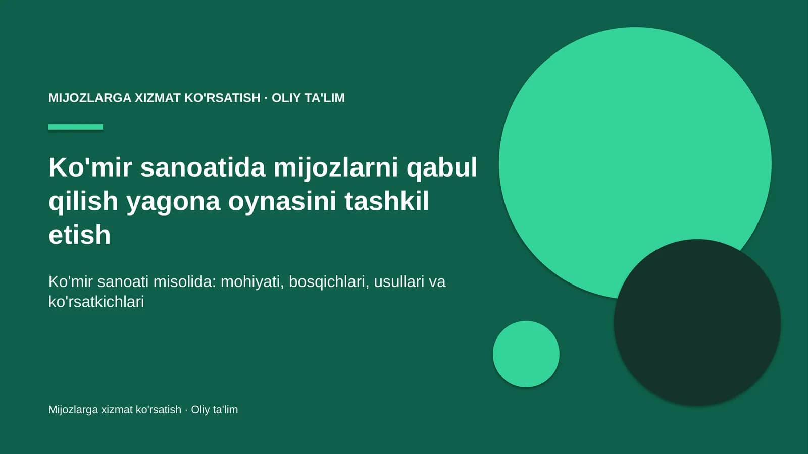 Ko'mir sanoatida mijozlarni qabul qilish yagona oynasini tashkil etish