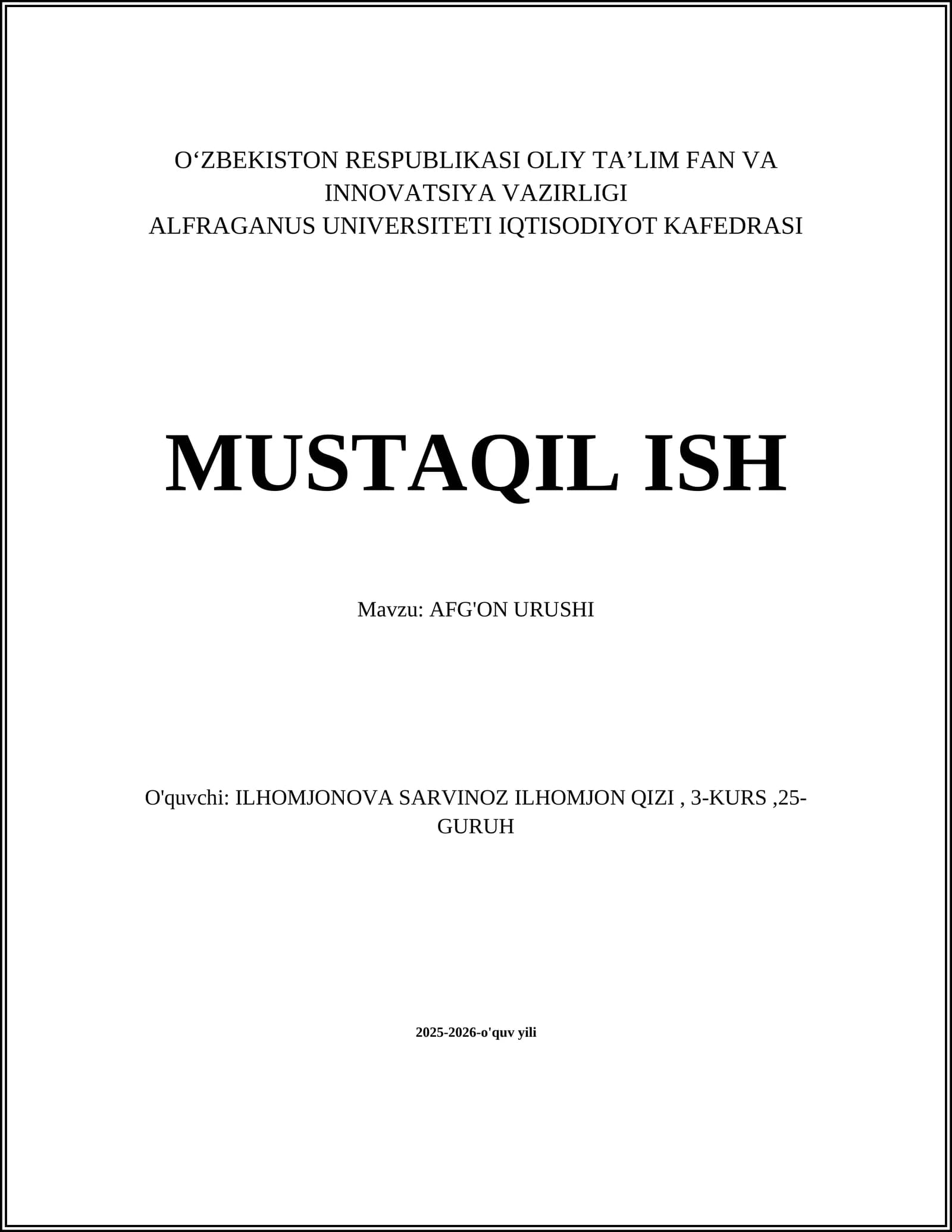 AFG'ON URUSHI