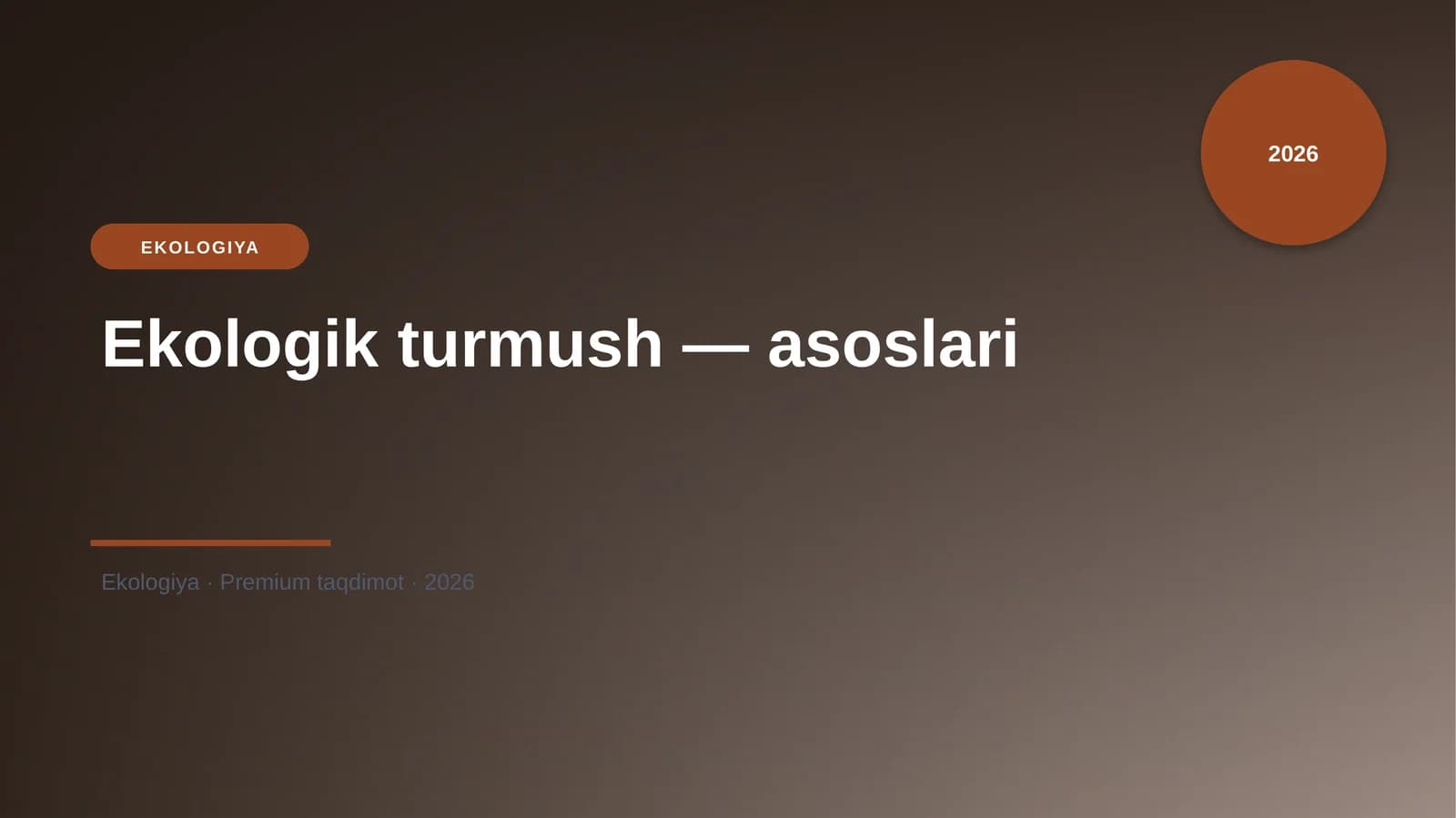 Ekologik turmush — asoslari