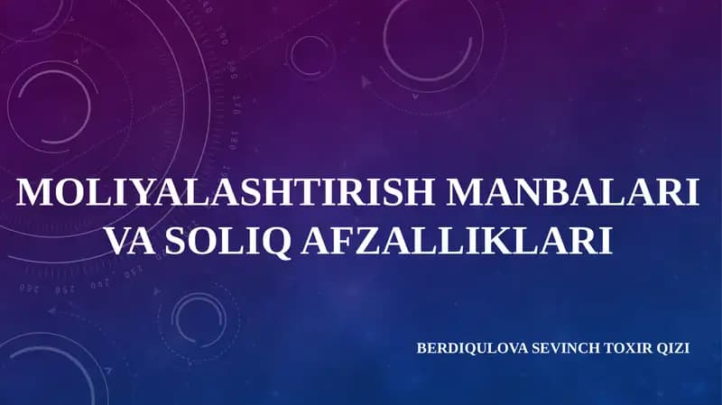 Moliyalashtirish manbalari