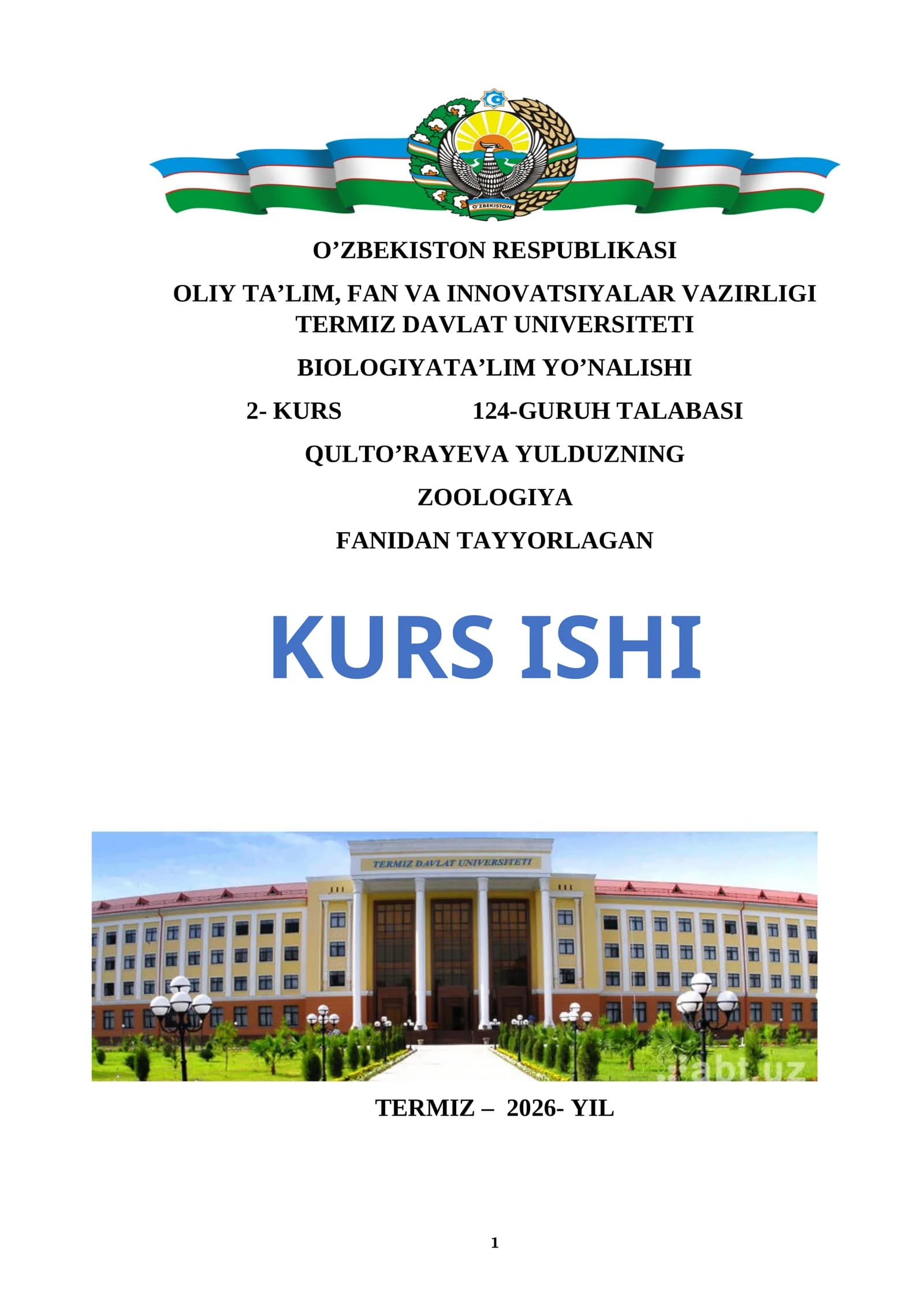 Zoologiya Kurs Ishi