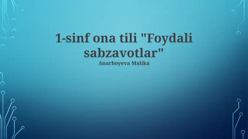 Foydali sabzavotlar