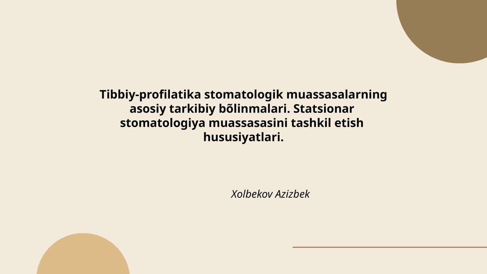 Tibbiy-profilatika stomatologik muassasalar