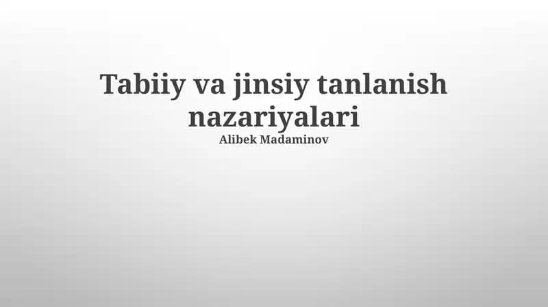 Tabiiy tanlanish amalda