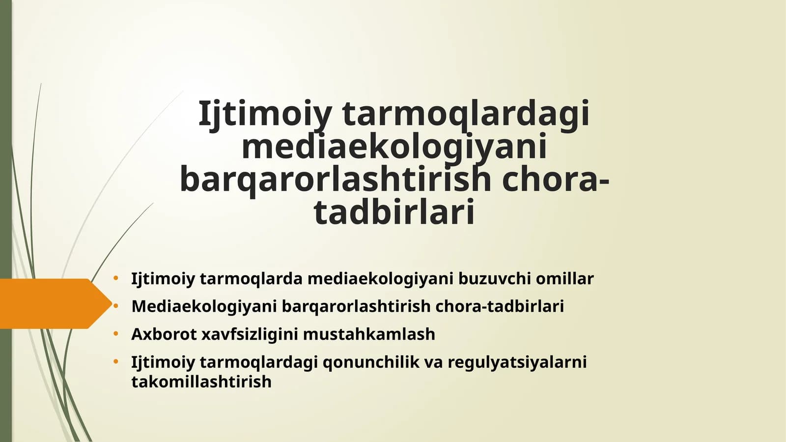 Ijtimoiy tarmoqlardagi mediaekologiyani barqarorlashtirish chora-tadbirlari