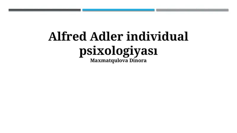 Alfred Adler individual psixologiyasi