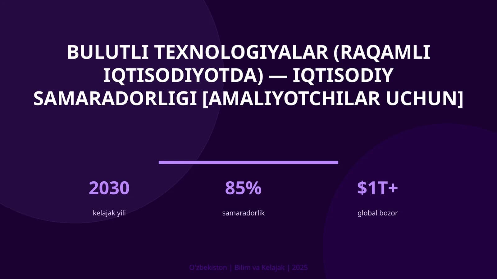 Bulutli texnologiyalar (raqamli iqtisodiyotda) — iqtisodiy samaradorligi [amaliyotchilar uchun]