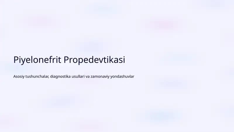 Piyelonefrit Propedevtikasi