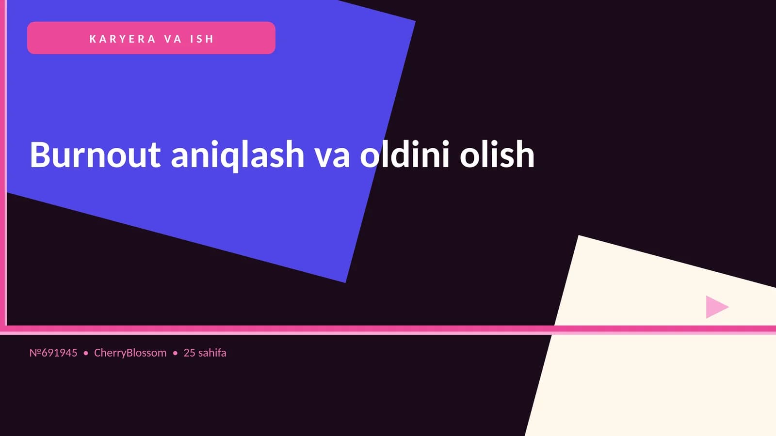 Burnout aniqlash va oldini olish