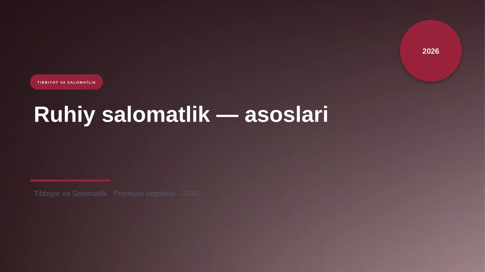 Ruhiy salomatlik — asoslari