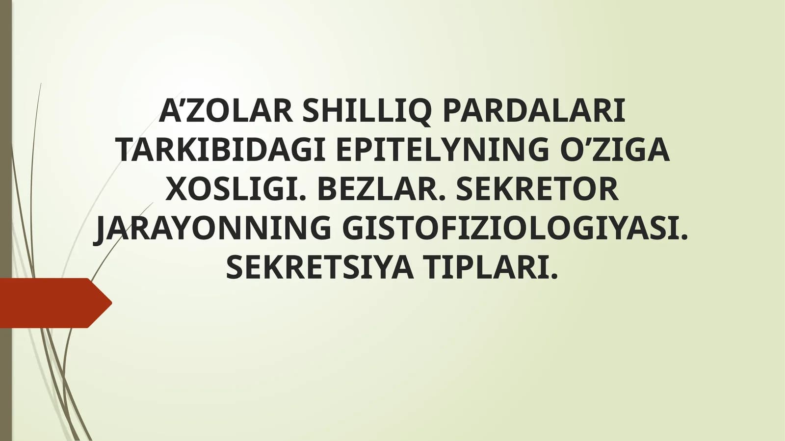 A’ZOLAR SHILLIQ PARDALARI TARKIBIDAGI EPITELYNING O’ZIGA XOSLIGI