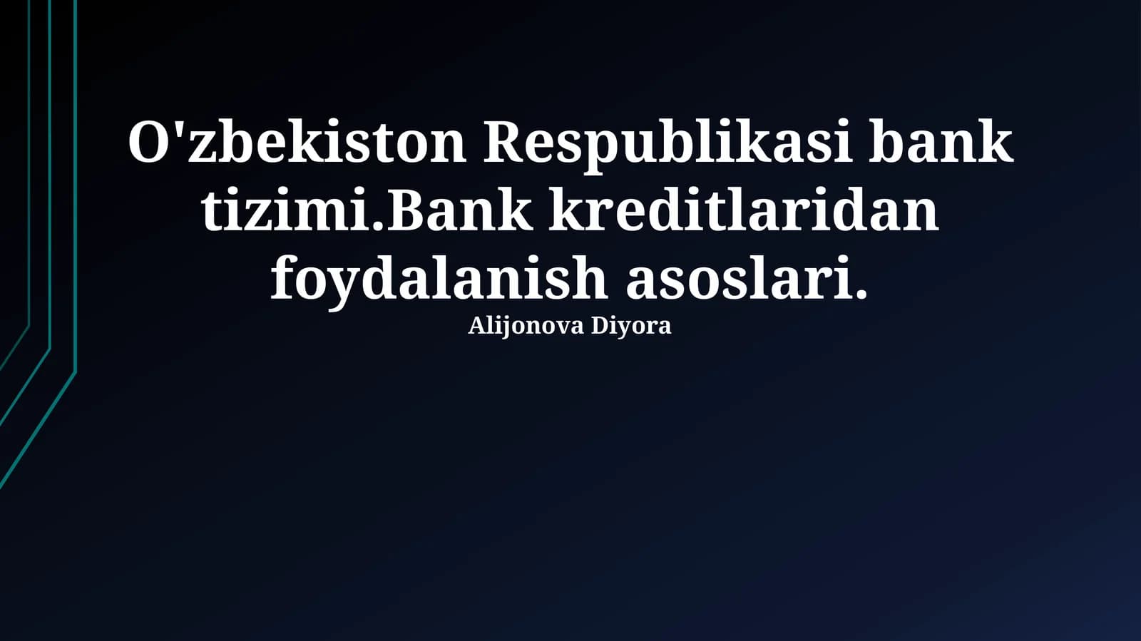 O'zbekiston Respublikasi Bank Tizimi: Tuzilishi va Faoliyati