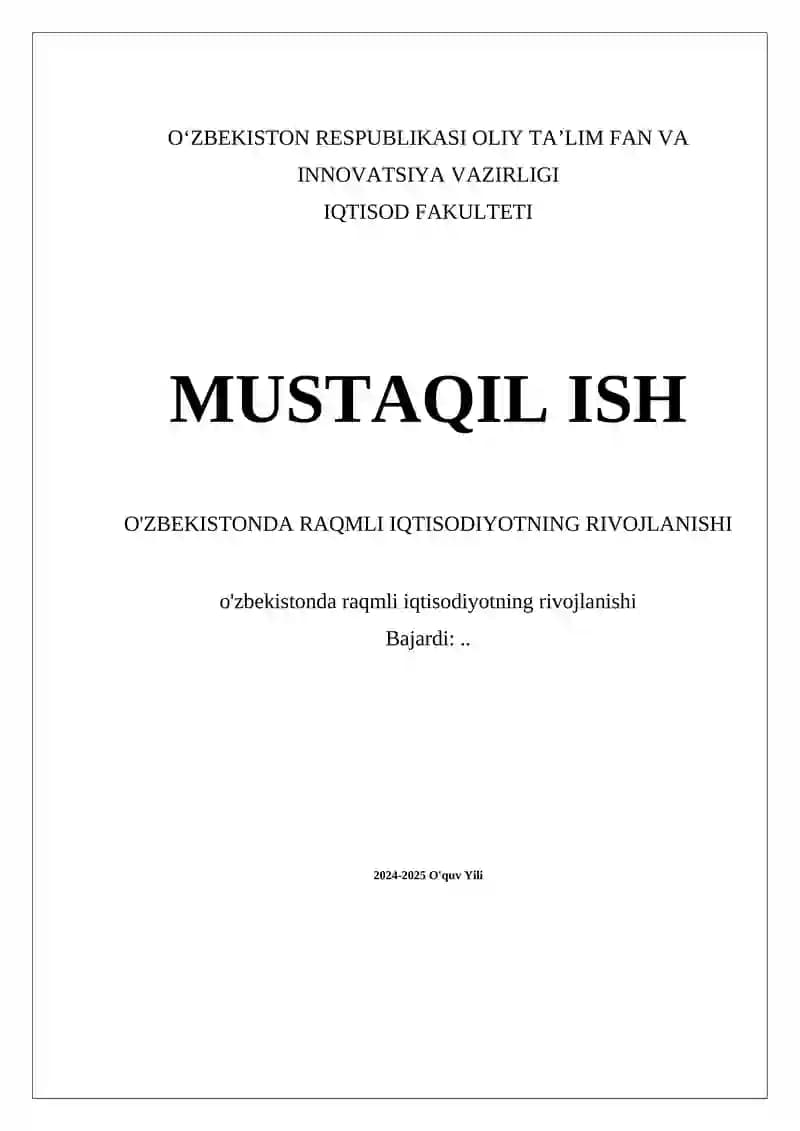 O'zbekistonda Raqamli Iqtisodiyotni Rivojlantirishning Strategiyalari