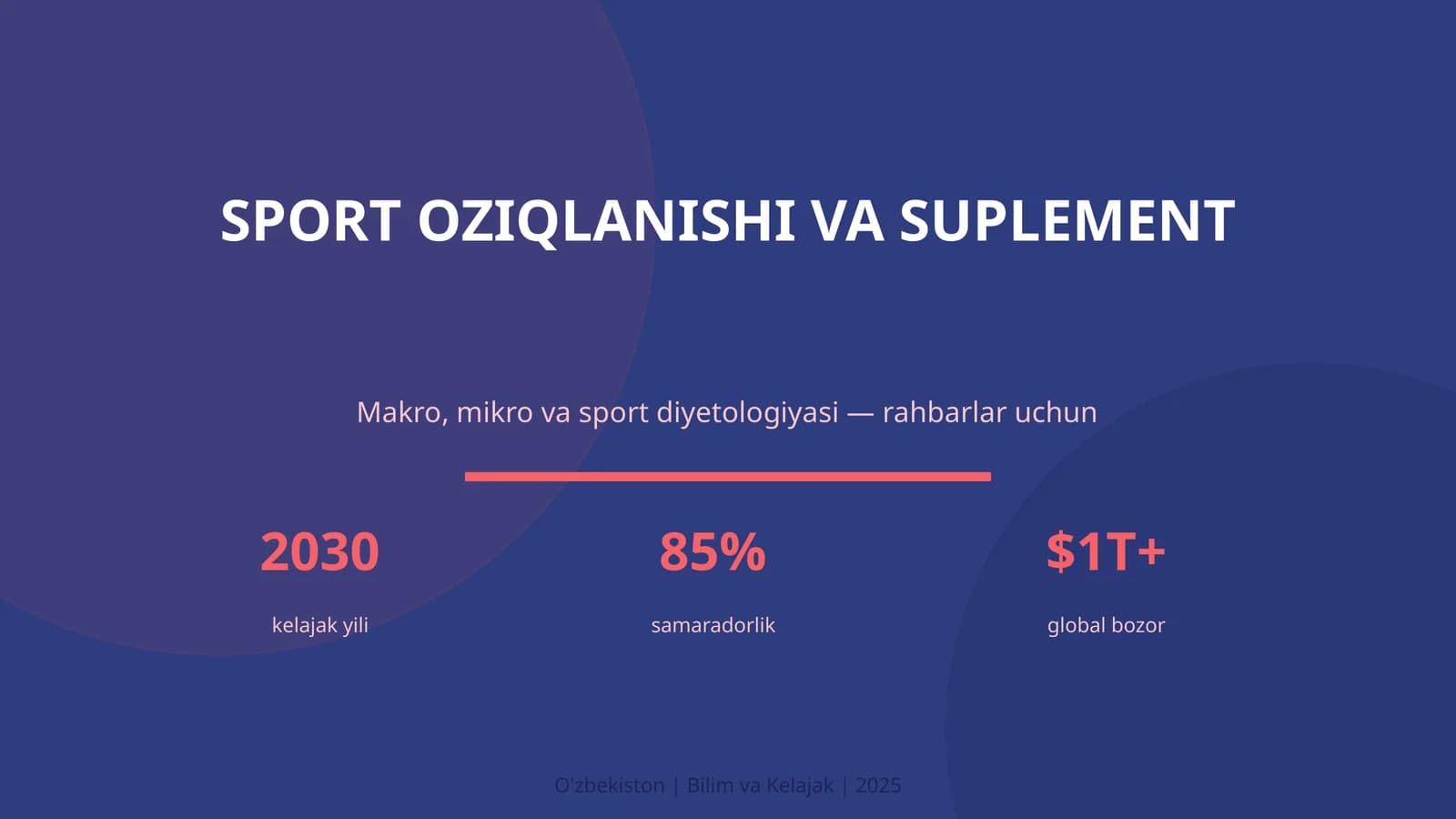 SPORT OZIQLANISHI VA SUPLEMENT