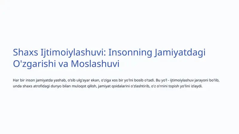 Shaxs Ijtimoiylashuvi