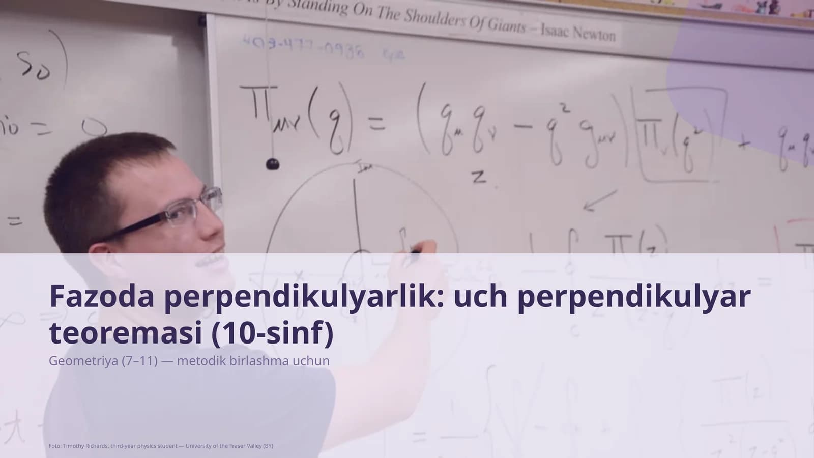 Fazoda perpendikulyarlik: uch perpendikulyar teoremasi (10-sinf)
