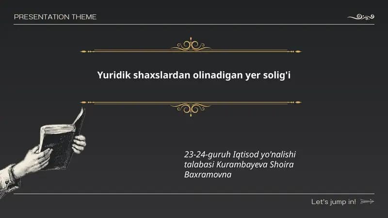 Yuridik shaxslardan olinadigan yer solig'i