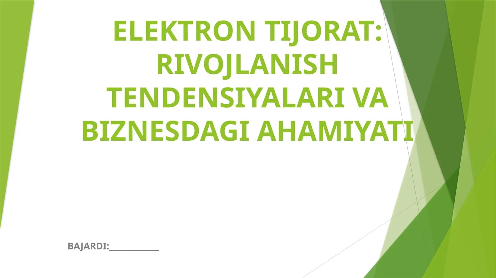 ELEKTRON TIJORAT: RIVOJLANISH TENDENSIYALARI VA BIZNESDAGI AHAMIYATI