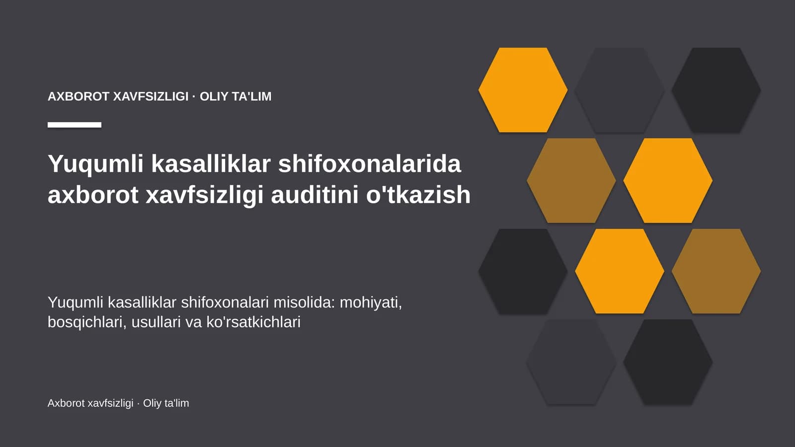 yuqumli kasalliklar shifoxonalarida axborot xavfsizligi auditini o'tkazish 5040