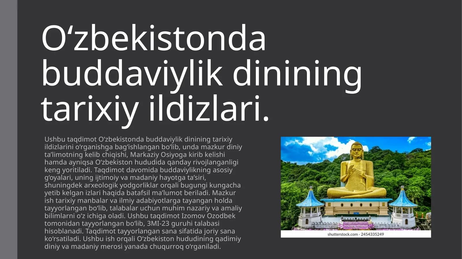 O‘zbekistondabuddaviylikdinining tarixiy ildizlari