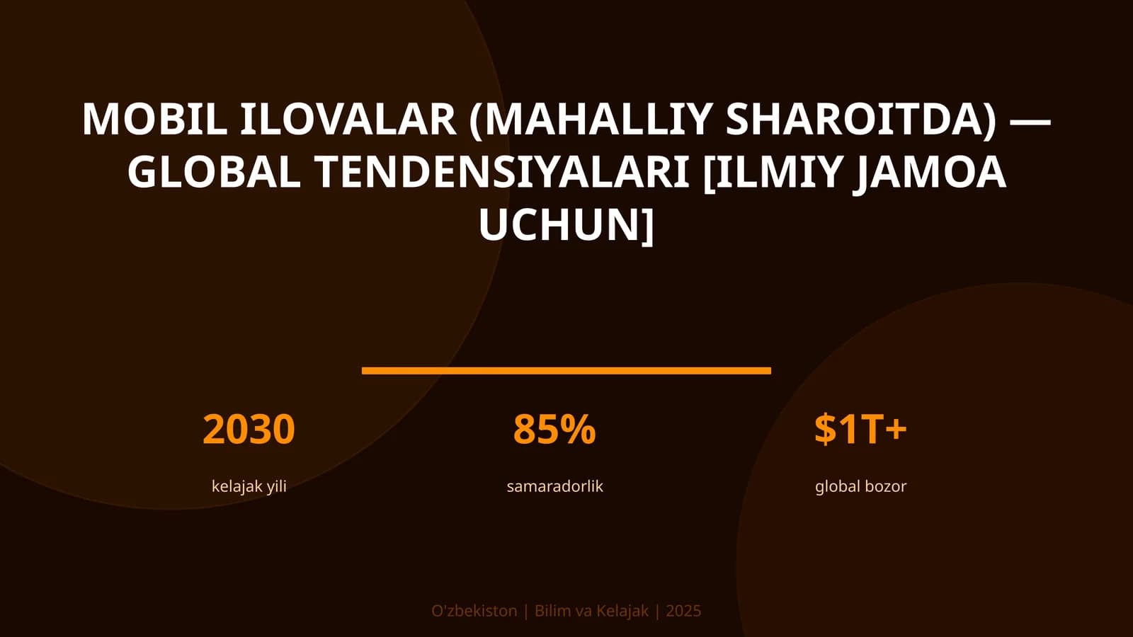 MOBIL ILOVALAR (MAHALLIY SHAROITDA) — GLOBAL TENDENSIYALARI [ILMIY JAMOA UCHUN]