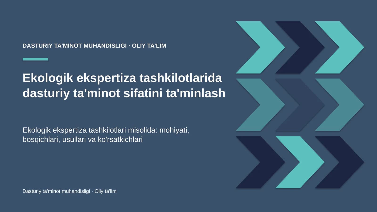 Ekologik ekspertiza tashkilotlarida dasturiy ta'minot sifatini ta'minlash