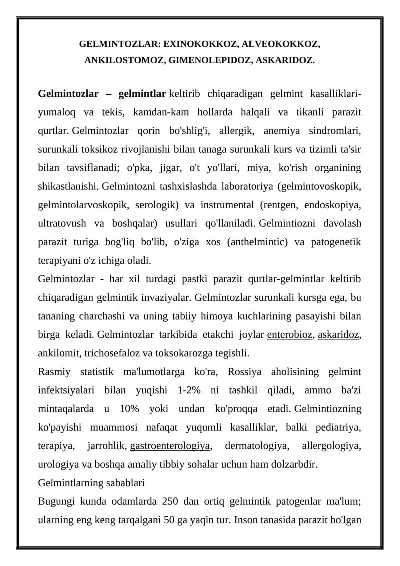 Gelmintozlar