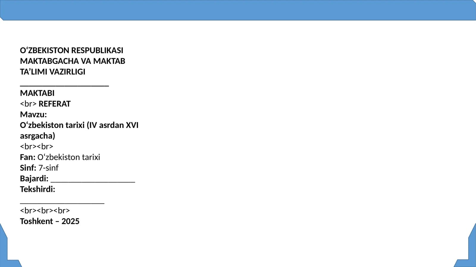 O'zbekistontarixi(IVasrdanXVIasrgacha)