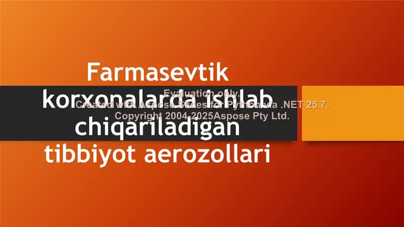 Tibbiyot Aerozollari